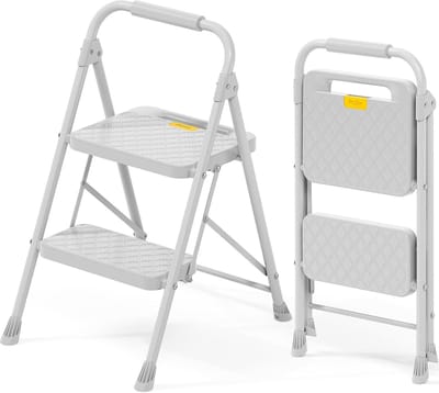 Inklapbare Trapladder - Huishoudladder Opstapkruk - Veilig Bereiken - Ingebouwd Veiligheidsslot - 42 x 1267 x 82 cm - Grijs