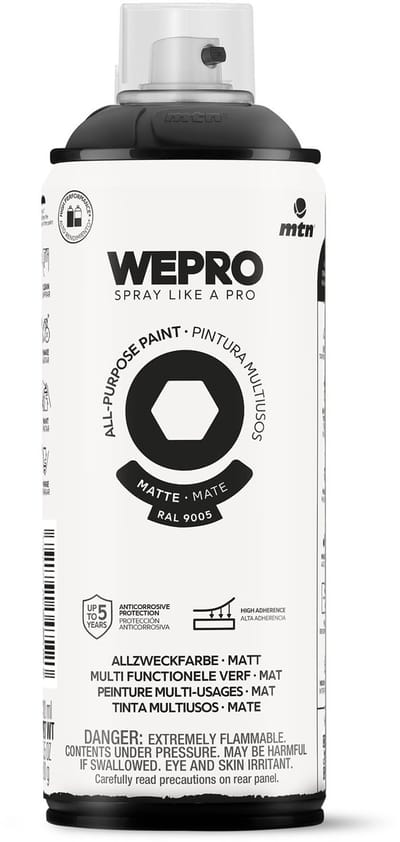 Spuitbus Ral 9005 Zwart Mat MTN WEPRO ALL-PURPOSE PAINT 400ML