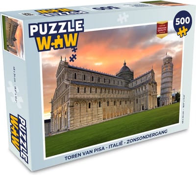 Puzzel Toren van Pisa - Italië - Zonsondergang - Legpuzzel - Puzzel 500 stukjes