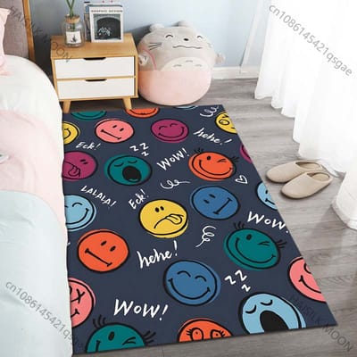 Selectie van meerdere maten Creatief Smiley-gezicht Patroon Tapijt voor Woonkamer Slaapkamer Bank Huisdecoratie Antislip Vloermat Grote Maat 40x60cm (16x24in)