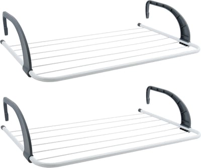 MSV Inklapbaar klein wasgoedrekje/droogrek - 2x - 5 meter waslijn - Ophangbaar - 36 x 60 cm
