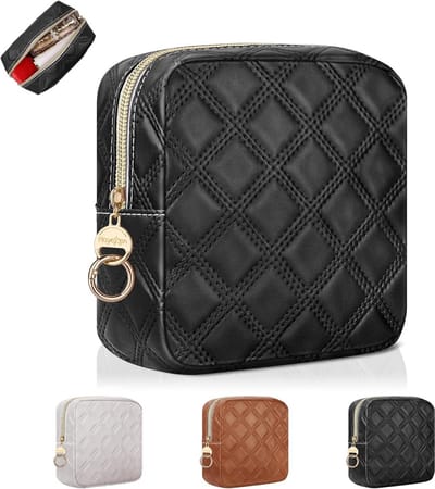 SnelShoppen - Grote Cosmetica Tas Dames PU Leer Met Rits - Draagbare Toilettas - Grote Capaciteit - Voor Make-up, Sleutels, Hygiëne, Zwart