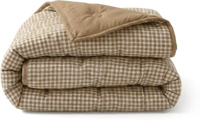 HappyBed Dekbed zonder overtrek 140x200 - Wasbaar Dekbed - Bedrukt dekbed zonder hoes - Hoesloos Dekbed - Eenpersoonsdekbed - Mokka