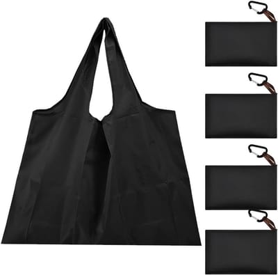 4 Stuks Grote Vouwbare Winkeltassen Waterdicht Lichtgewicht Herbruikbare Tassen Wasbare Eco Tote Handtas Zwart