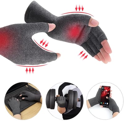 Compressie Handschoenen I Therapeutische Handschoenen I Open Vingertoppen I Maat M I Grijs I 1 Paar