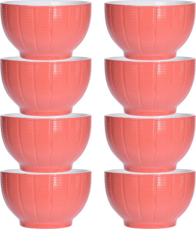 Excellent Houseware Soepkommen/serveer schaaltjes - 8x - Venice - keramiek - D14 x H8 cm - steenrood