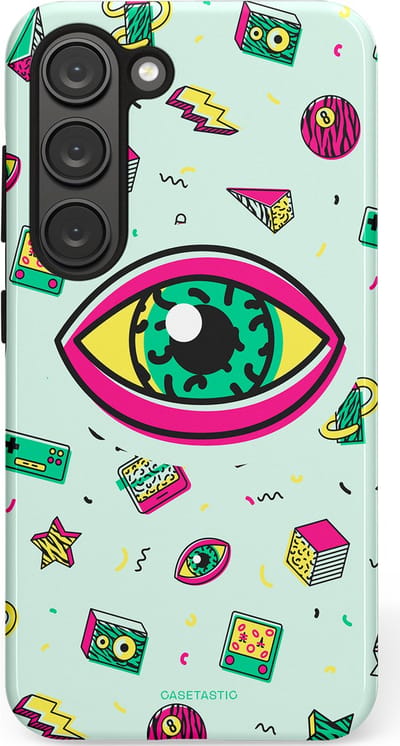 Casetastic Hoesje Geschikt voor Samsung S23 - Stijlvolle Beschermende Duo-layer Case - Retro 80s vibes