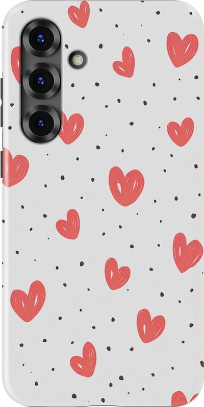 Tough Hoesje met Hartjes Samsung Galaxy S25 Plus | Little Love Tough Case Geschikt voor Mag | Hartjes Print Backcover Samsung Galaxy S25 Plus Cherry Hearts
