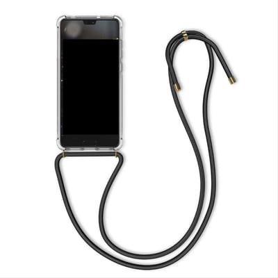 Telefoonhoesje geschikt voor Huawei P20 Pro - Hoesje met koord - Back cover - Transparant met zwart koord - Phonecver