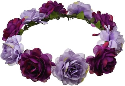 Bloemen Hoofdband - Bloemenkrans Haarband - Bruiloft Accessoire - Elegante Rozen Decoratie - One Size - Paars