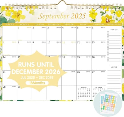 Wandkalender 2025-2026 (18 maanden) Planner met Stickers | Overzichtelijk 2025/2026 Agenda voor Thuis & Kantoor
