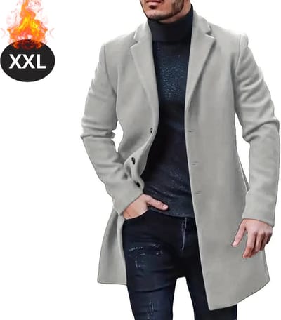 Livano Winterjas - Trenchcoat - Heren - Winter - Herfstjas - Volwassen - Stijlvol - Knopen - Lichtgrijs - XXL