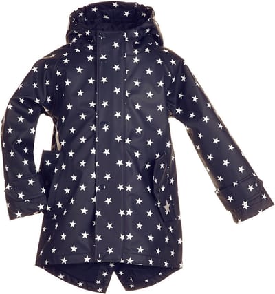 BMS kinderregenjas HafenCity Coat Kids PU/voering marineblauw met witte sterren