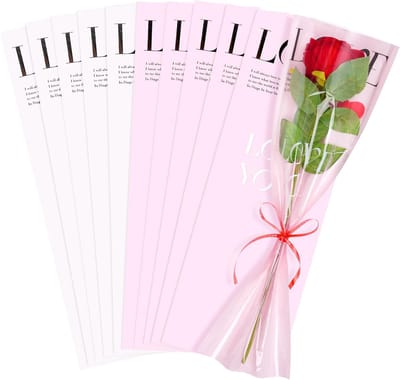 Boeket Zakken - Bloemhoezen - Bloemen Presenteren - 60 Stuks Set - 25x25x13 mm - Wit Roze