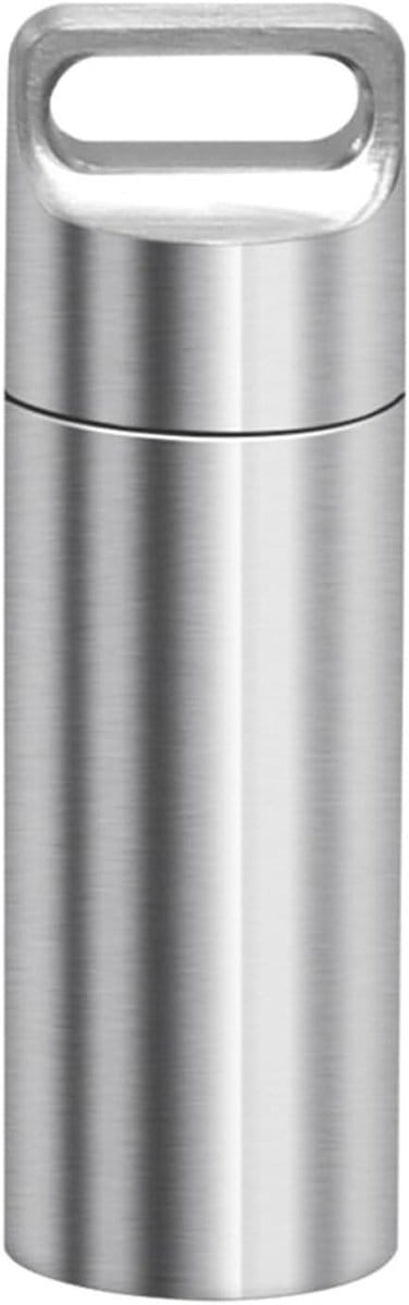 Draagbare Waterdichte Pillendoos voor Dagelijks Gebruik, Medicijnen Organizer voor Kamperen en Reizen (Zilver, 6.5*2cm)