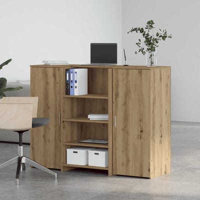 vidaXL - Receptiebalie - 135x50x103,5cm - bewerkt - hout - artisanaal - eikenkleur