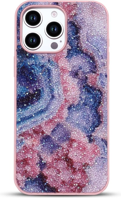 Casemania Hoesje Geschikt voor Apple iPhone 16 Pro - Nova - Diamant Marmer Glitter Back Cover