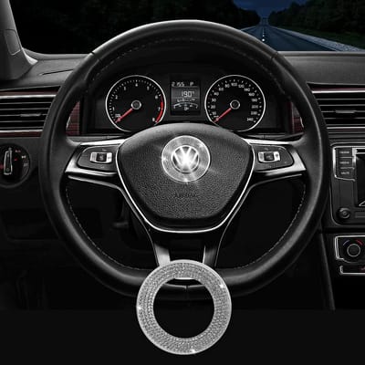 Bling Auto Stuurwiel Embleem Logo Sticker Accessoires Compatibel met Volkswagen, Crystal DIY Diamant Interieur Cover Badge Decoraties black
