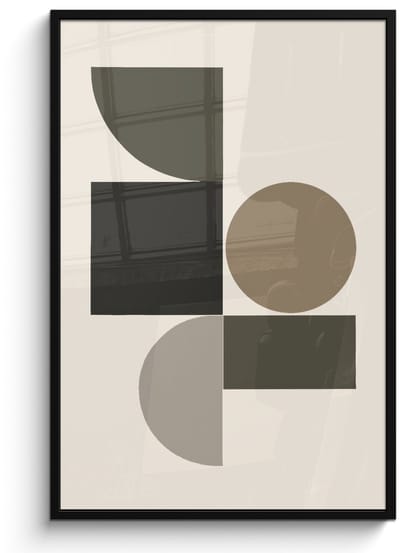 Poster in lijst - Fotolijst 80x120 cm - Posters - Aardetinten - Abstracte compositie - Eenvoudige vormen - Posterlijst zwart - Decoratie - Wanddecoratie woonkamer - Muurdecoratie slaapkamer