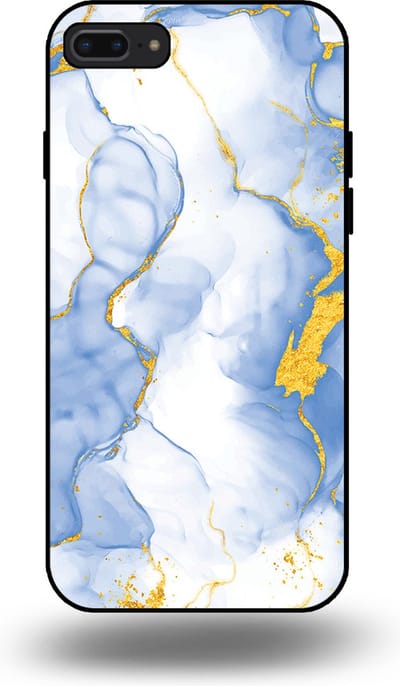 Smartphonica Telefoonhoesje Geschikt voor iPhone 7/8 Plus met Lichtblauw Goud Marmer Opdruk - TPU Backcover Case Lightblue Gold Marble Design geschikt voor Apple iPhone 7 Plus;Apple iPhone 8 Plus