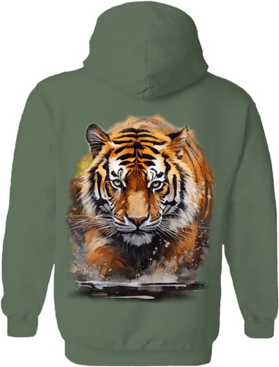 Tijger Watercolor Running Tiger The Coloured House Hoodie S