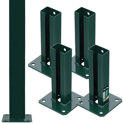 KOTARBAU® 4 Stuks Paalhouder, Poedergecoat Staal, Paalvoet, 60 x 40 mm, om te Schroeven, Groen, Paalsteun, Weerbestendig