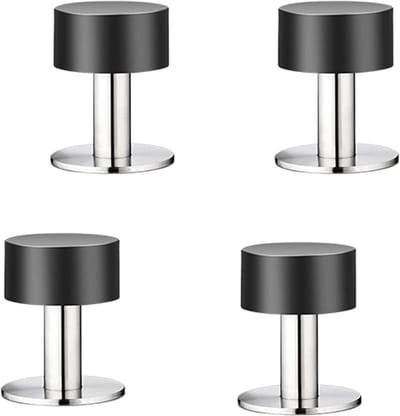 Deurstopper Set - Wandmontage Stopper - Muren Beschermen - Roestvrij Staal - 4 Stuks 60mm - Chroom Zilver