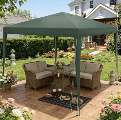 HAUSS SPOLE Partytent – 3 X 3 M – Hoogte Instelbaar En Opvouwbaar – Oxford Stof En Metaal – Groen – Voor Tuin, Terras En Camping