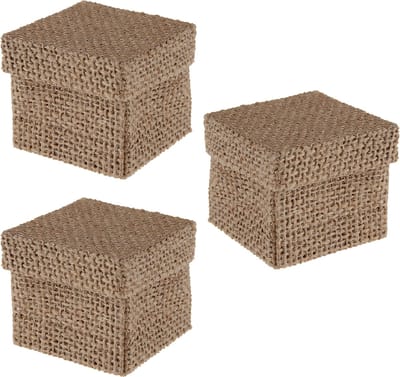 Santex cadeaudoosje Natural - Bruiloft bedankje - 12x stuks - jute - 5 x 5 cm