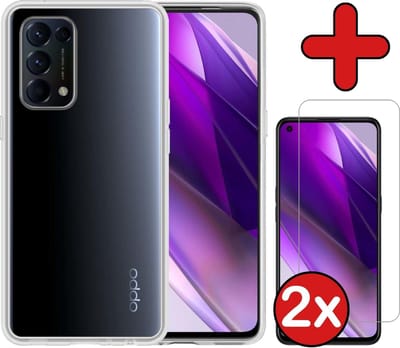 Hoesje - Met 2x Screenprotector - Geschikt voor OPPO Find X3 Lite - Sterk & Shockproof - Telefoon Hoes - Back Cover - Siliconen Case - Telefoonhoes - Transparant