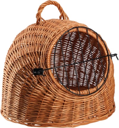 KADAX Transportmand voor dieren, van wilgen, met handvat en sluiting, voor katten en huisdieren, 40 x 49 cm