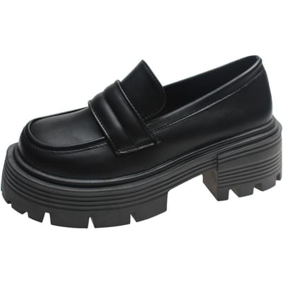Japanse Britse Kleine Leren Schoenen Dames Nieuw Dikke Zool Dikke Hak Instapper Preppy Stijl Schoenen met Grote Neus 39