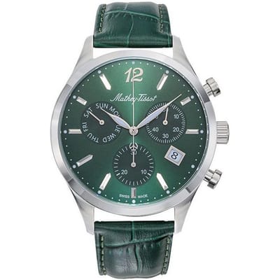 Mathey-Tissot Montre pour homme Urban Chronograph avec bracelet en cuir et cadran vert à quartz H411CHALV vert