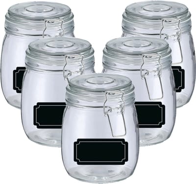 Weckpotten/inmaakpotten - 10x - 750 ml - glas - met beugelsluiting - incl. etiketten