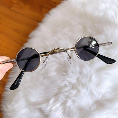 Luxe Vintage Spiegel Punk Zonnebril Klein Montuur UV400 Rond Klassiek Unisex Hip Hop Buiten Zonnebrillen Vrouwen Mannen MULTI gray