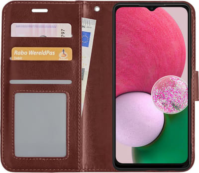 Hoesje Met Pasjeshouder - Geschikt voor Samsung Galaxy A13 5G - Luxe Bookcase Portemonee - Flip Case - Kunstleer Book Case - Flipcase - Book Cover - Walletcase - Portemonneehoes - Bruin