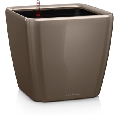 LECHUZA QUADRO Premium LS 35 - Plantenbak - met uitneembare binnenbak - met bewateringssysteem - ALL-IN-ONE set met LECHUZA-PON - taupe hoogglans
