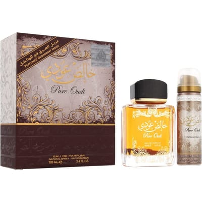 Lattafa Pure Oudi Giftset - 100 ml eau de parfum spray + 50 ml deospray - cadeauset voor unisex