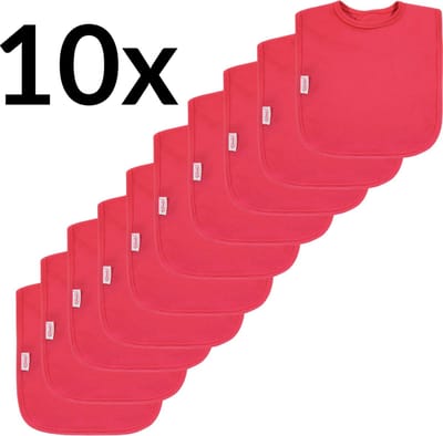 Funnies Interlock Slabben 10-Pack Fuchsia - Set van 10 Zachte Slabbetjes - Slabbers - Kwijldoekjes - 25x40 cm - Gemaakt van Duurzaam Katoen - Absorberend en Makkelijk Wasbaar - Ideaal voor Voeden en Kwijlen