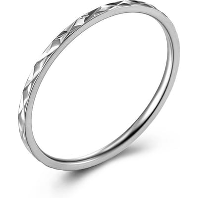 Bague Empilable Diamant Style Japonais et Coréen Acier Titane Bague de Queue pour Femme Luxe Léger Élégante Bague de Mariage Tendance 10# white
