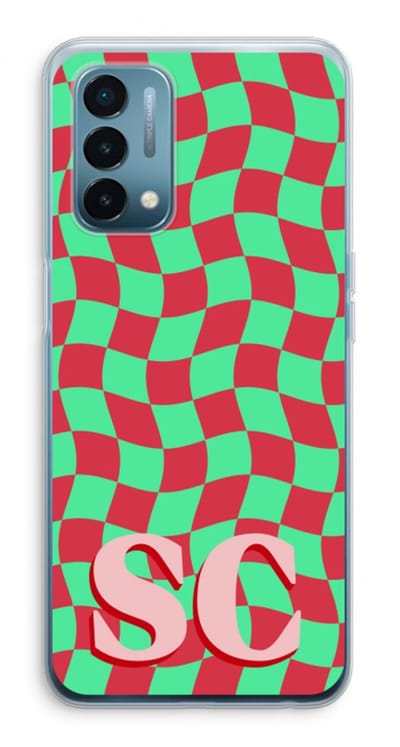 Gepersonaliseerd - Case Company® - Hoesje geschikt voor OnePlus Nord N200 5G hoesje - Grid Monogram - Soft Cover Telefoonhoesje - Bescherming aan alle Kanten en Schermrand