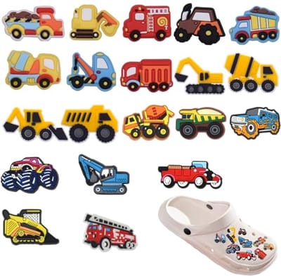20 Stuks Kinderschoendecoratie - Vrachtwagen en Auto Ornamenten voor Jongens en Meisjes