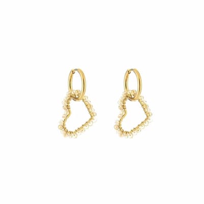 Bijoutheek Oorhangers Gekleurde Hartjes Beige