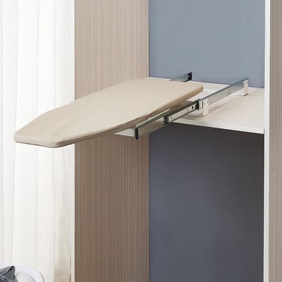 Ingebouwde Strijkplank - Garderobe Strijkplank - Ruimte Besparen - 180 Graden Draaibaar - 82 x 31 CM - Beige
