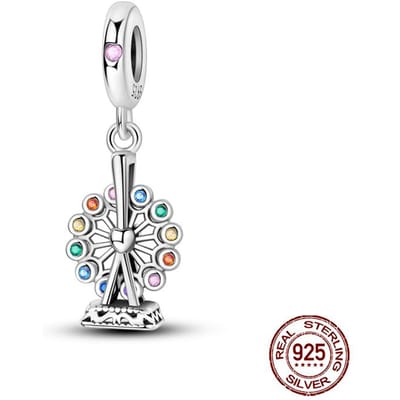 Attractiepark Bouw Reuzenrad en Draaimolen Bedel Kralen Passend voor 3 mm Echte Armbanden Vrouwen Koperen Bedel Sieraden Cadeau