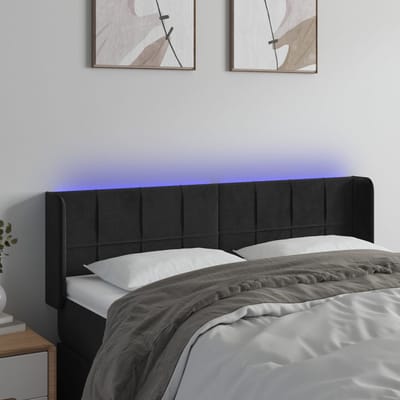 vidaXL - Hoofdbord - LED - 147x16x78/88 - cm - fluweel - zwart