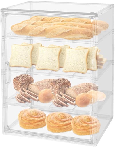 Gebakvitrine - Broodtrommel Vitrine - Bakkerij Producten Tonen - Magnetische Deur - 295 x 25 x 395 cm - Transparant