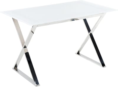 ATTICA - Eettafel - Wit/Zilver - Veiligheidsglas