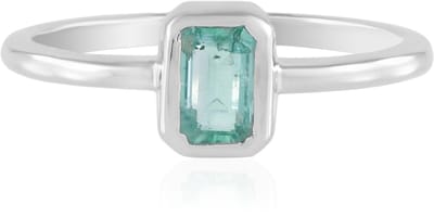 Cavill - Zilveren ring 925 Sterling met 0,507 ct Paraiba kleurige smaragd - Geplatineerd - Achthoekig trapgeslepen design - Luxe damesring