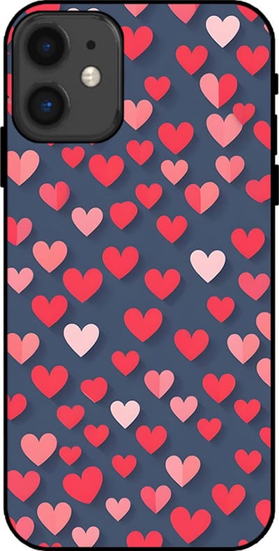 Smartphonica Telefoonhoesje Geschikt voor iPhone 11 met Roze en Rode Hartjes Opdruk - TPU Backcover Case With Rosé and Red Heart Design geschikt voor iPhone 11